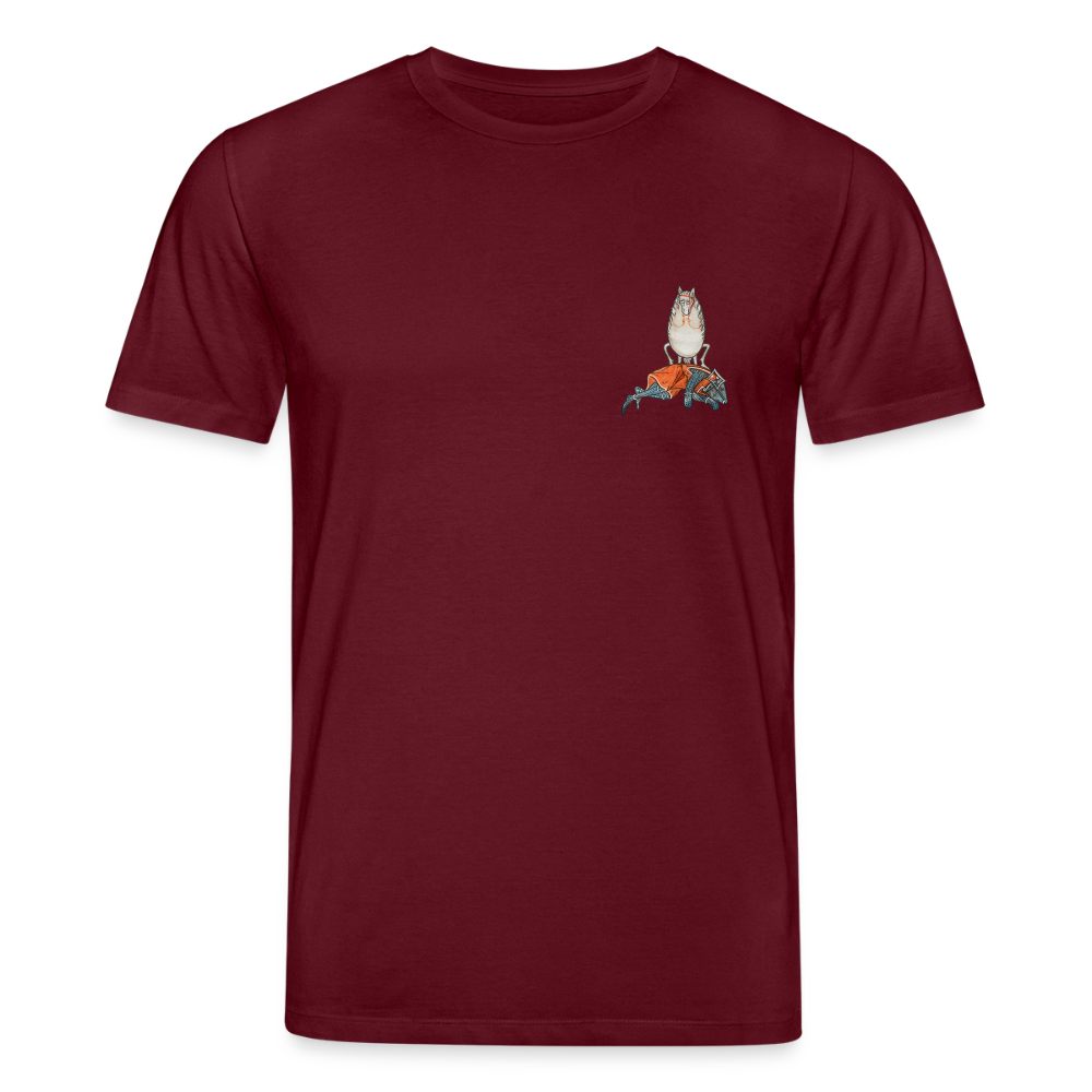 Mittelalterliche Tiere T-Shirt I "Falscher Reiter" I dunkel I Bio-Shirt - Burgunderrot