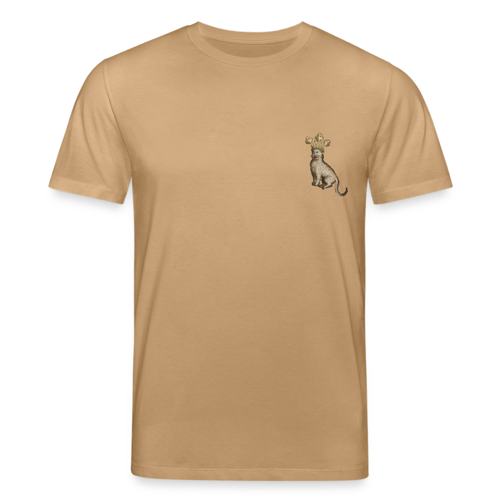 Mittelalterliche Tiere T-Shirt I "Königskatze" I dunkel I Bio-Shirt - Karamell 