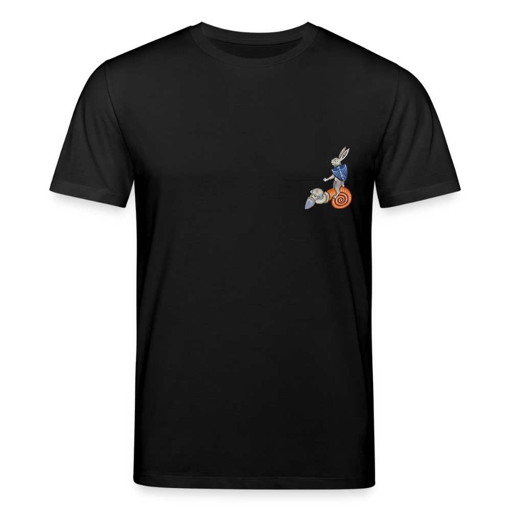 Mittelalterliche Tiere T-Shirt I "Tjostender Hase" I dunkel I Bio-Shirt - Schwarz