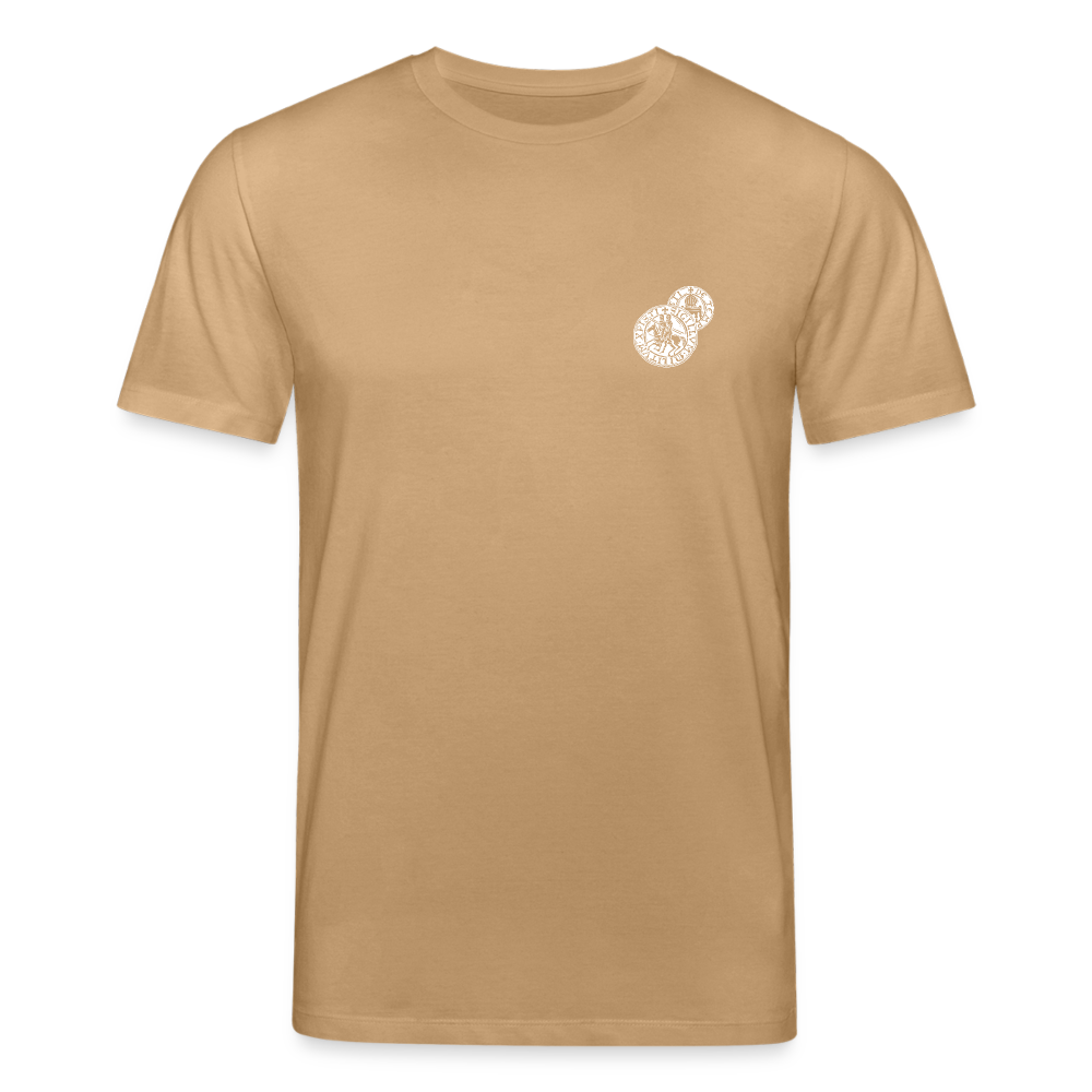 Templer Shirt | Siegel des Templerordens "Zwei Reiter auf einem Pferd" | dunkel | Bio-Shirt - Beige