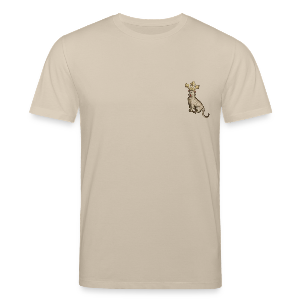 Mittelalterliche Tiere T-Shirt I "Königskatze" I hell I Bio-Shirt - Beige
