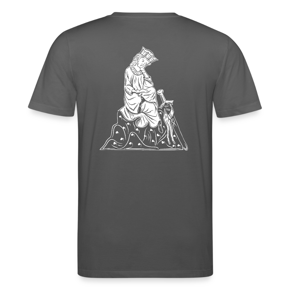 Mittelalter Shirt Walther von der Vogelweide (weißer Print hinten) | Mittelalterlicher Codex - Anthrazit